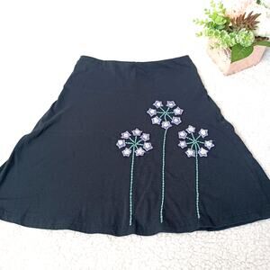 Synergy Organic Skirt 100% Organic Cotton Nepal Boho Floral Embroidered XS